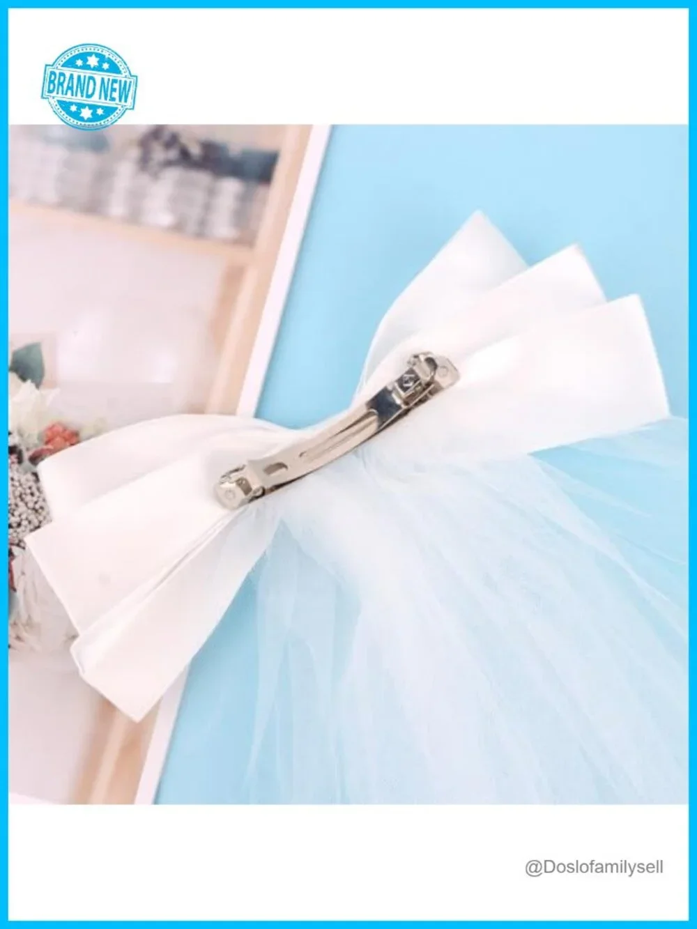 Bow Veil Hair Clip Wedding Bridal Bachelorette Party Decor Double-Layer Tulle